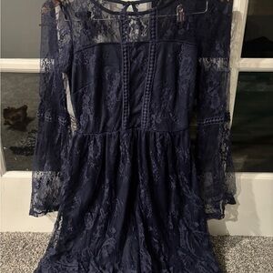 Elegant Navy Lace Dress